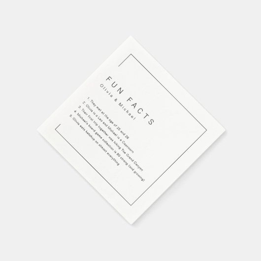 Fun Facts Modern Chic Minimalist Wedding Serviette (Ecke)