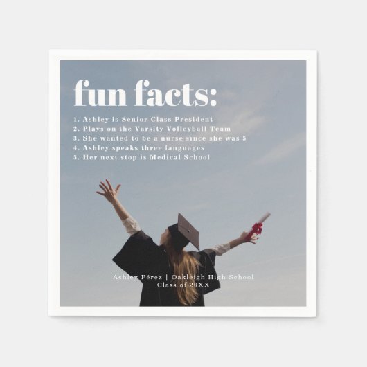 Fun Facts | Modern Simple Foto Overlay Serviette (Vorderseite)