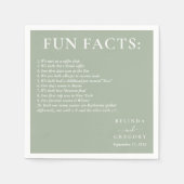 Fun Facts Wedding Cocktail Napkins Text Green Serviette (Vorderseite)