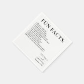 Fun Facts Wedding Cocktail Text Black White Serviette (Ecke)