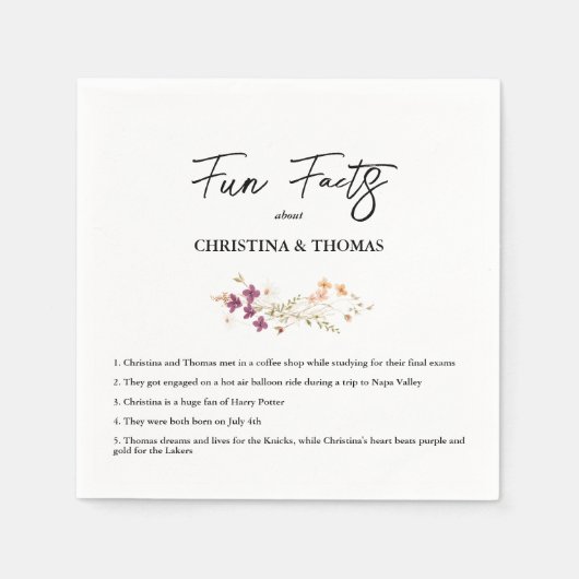 Fun Facts Wedding Serviette (Vorderseite)