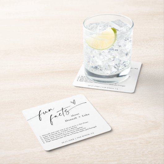 Fun Facts Wedding Untersetzer | PERSONALISIERTE UN (Vor Ort)