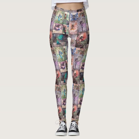 Fun Fairies Collage Fantasy Art Leggings (Vorderseite)
