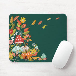Fun Fairy Garden Herbstblätter Pilze & Pumpkin Mousepad