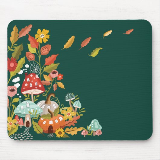 Fun Fairy Garden Herbstblätter Pilze & Pumpkin Mousepad (Vorne)