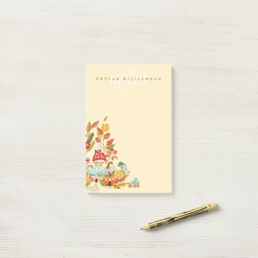 Fun Fairy Garden Herbstblätter Pilze & Pumpkin Post-it Klebezettel (Auf Schreibtisch)