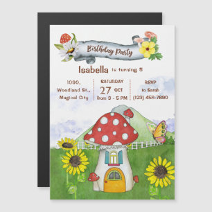 Fun Fairy Green Woodland Mushroom House Geburtstag Magneteinladung