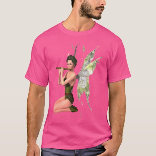 Fun Fairy T-Shirt Frau Elf Fairy Playing Flute Abb (Vorderseite)