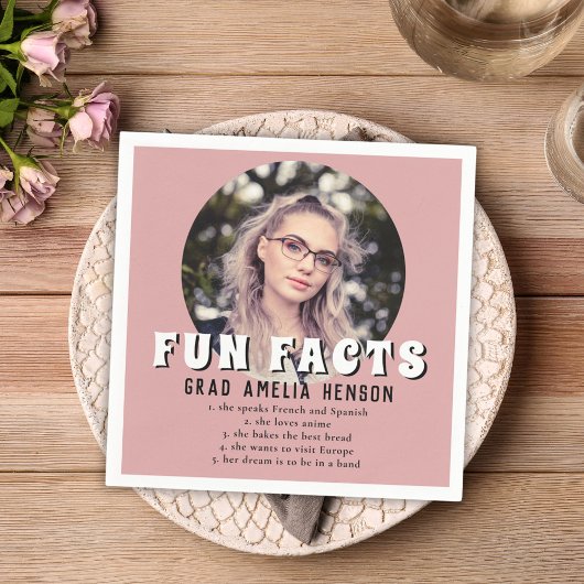 Fun Fakt Dusty Pink Graduate Foto Abschluss Serviette