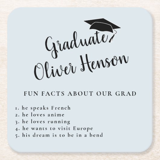Fun Fakt über die Graduate Simple Graduation Party Rechteckiger Pappuntersetzer (Vorderseite)