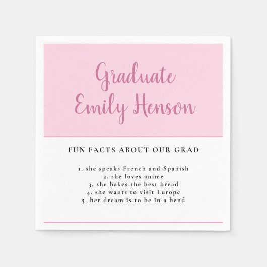 Fun Fakt über Graduate Pink Simple Abschluss Na Serviette (Vorderseite)