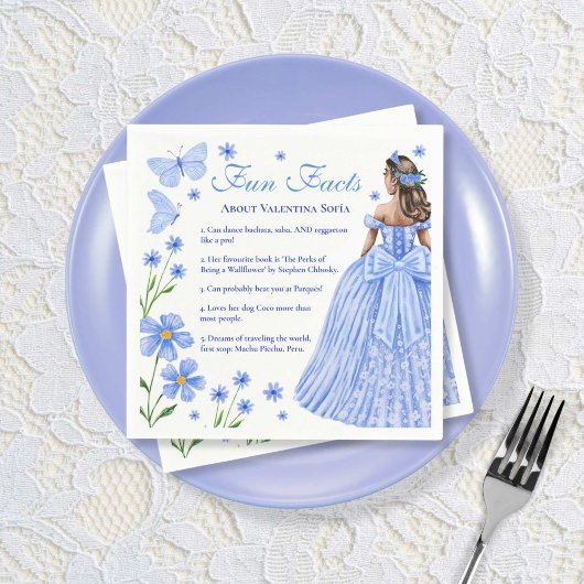 Fun Fakten Baby Blue Quinceñera Floral Serviette
