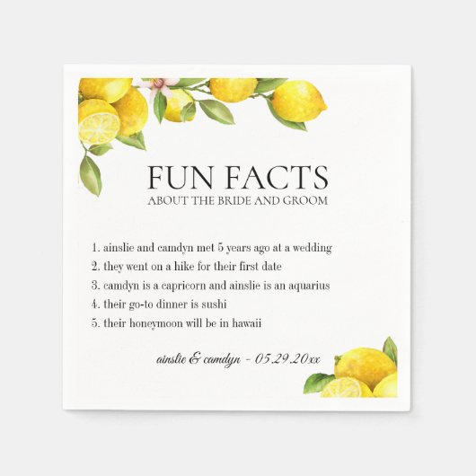 Fun Fakten Citrus Orchard Personalisiert Serviette (Vorderseite)