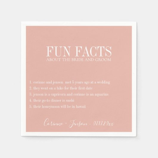 Fun Fakten Dusty Rose Personalisiert Serviette (Vorderseite)