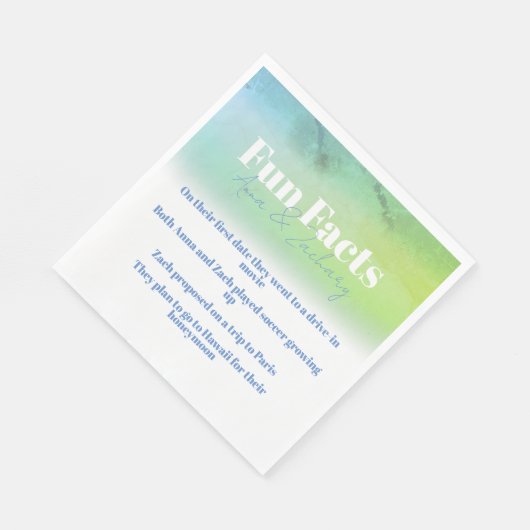Fun Fakten Grün und Blau Polterabend Serviette (Ecke)