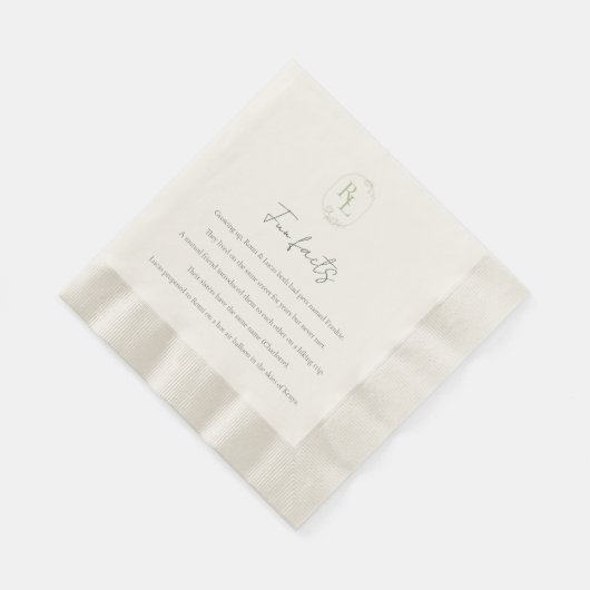 Fun Fakten Grüne Blumenmonogramm Hochzeit Serviette (Ecke)