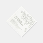 Fun Fakten Hand gezeichnete Blütensaft Grün Hochze Serviette (Ecke)