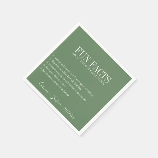 Fun Fakten Sage Green Personalisiert Serviette (Ecke)