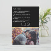 Fun Fakten über das Foto von Braut und Bräutigam a Einladung (Stehend Vorderseite)