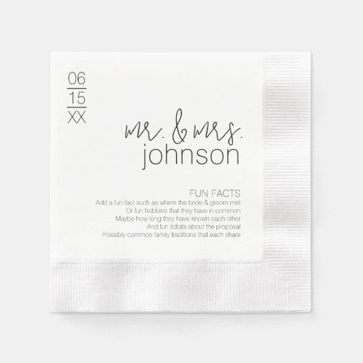 Fun Fakten über das Paar - Moderne Hochzeit Serviette (Vorderseite)