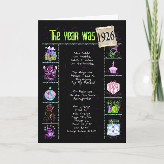 Fun Fakten von 1926 Karte (Vorderseite)