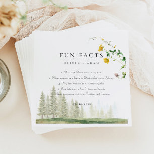 Fun Fakts Forest Rustic Boho Wildblume Hochzeit Serviette