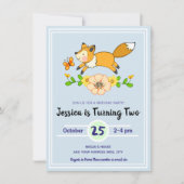 Fun Fall Fox Geburtstagsparty Einladungen (Vorderseite)