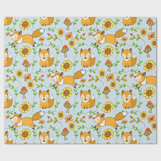 Fun Fall Fox Geschenkpapier (Flach)