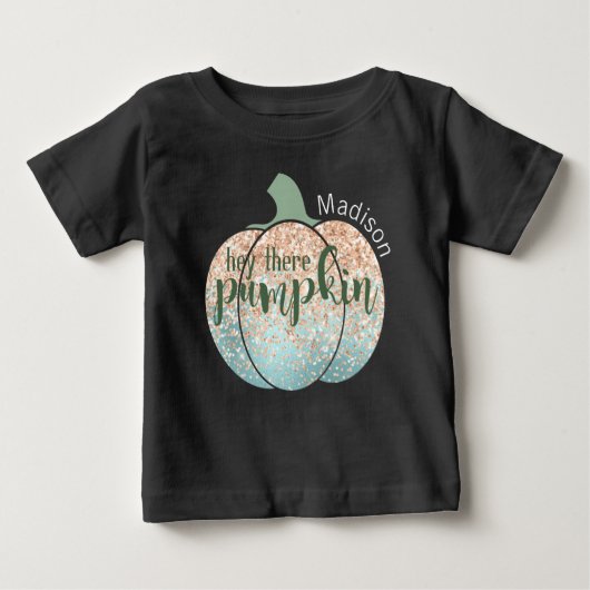 Fun Fall Halloween Glitzer Hey Da Pumpkin Name Baby T-shirt (Vorderseite)