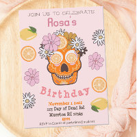 Fun Fall Pink Zucker Schädel Geburtstag Einladung