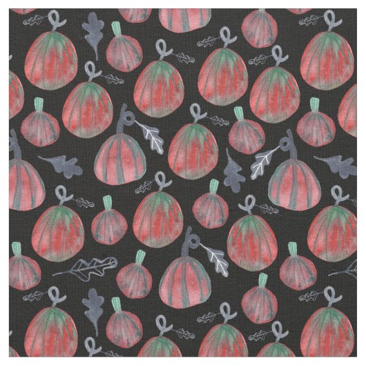 Fun Fall Pumpkins Autumn Watercolor Pattern Stoff (Nahaufnahme)