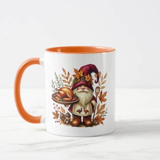 Fun Fall Saisonale Gnome fügen Monogramm-Erntedank Tasse (Links)