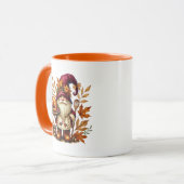 Fun Fall Saisonale Gnome fügen Monogramm-Erntedank Tasse (Vorderseite Links)