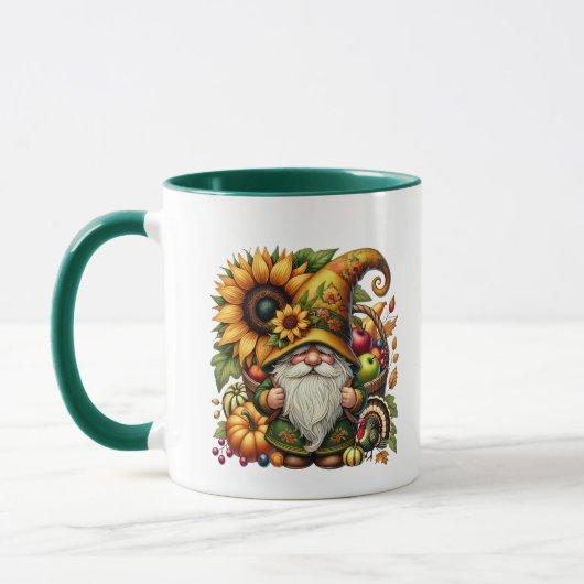 Fun Fall Saisonale Gnome fügen Monogramm-Erntedank Tasse (Links)
