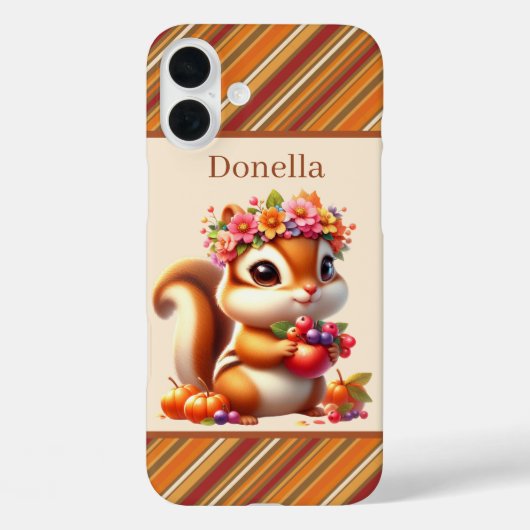 Fun Fall Seasonal squirrel add name Case-Mate iPhone Hülle (Rückseite)