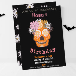 Fun Fall Sugar Skull Geburtstag Einladung