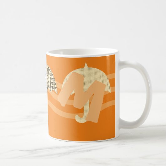 Fun Fall Umbrellas Monogram-Tasse hinzufügen Kaffeetasse (Rechts)