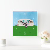 Fun Family Caravan personalisierten zusätzliche Fo Quadratische Wanduhr (Zuhause)