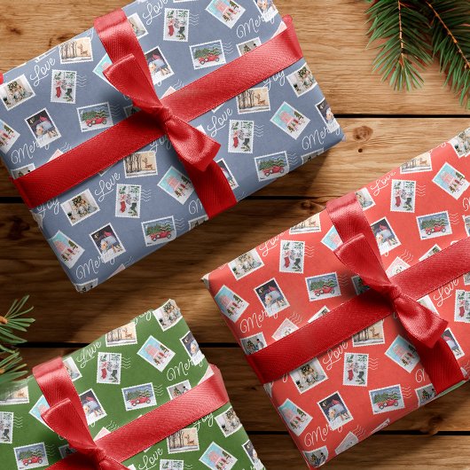 Fun Family Fotos Weihnachts Porto Briefmarke Colla Geschenkpapier Set