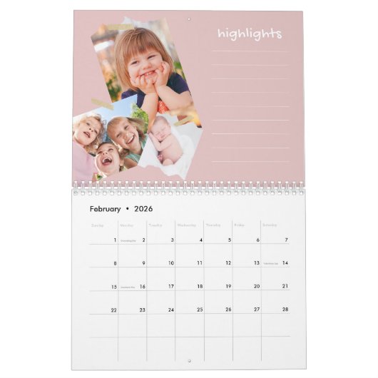 Fun Family Photo Collage Scrapbook Memory Journal Kalender (Feb 2026)