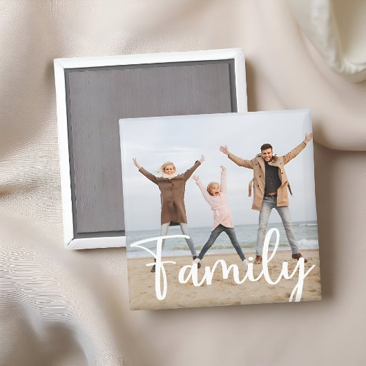 Fun Family Photo Modern Cool Typography Magnet