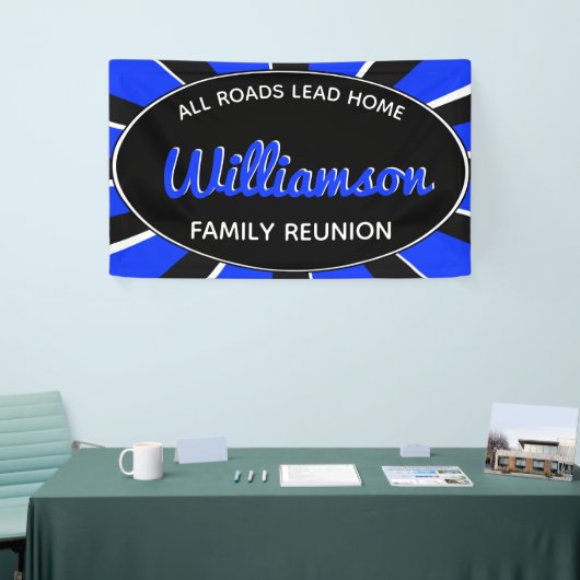 Fun Family Wiedersehen Ansammlung Blue Retro Banner (Messeveranstaltung)