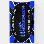 Fun Family Wiedersehen Ansammlung Blue Retro Banner (Vertikal)