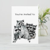 Fun Family Wiedersehen Raccoon Tierfamilie Art Einladung (Stehend Vorderseite)