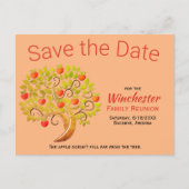 Fun Family Wiedersehen Save the Date Apple Tree Ankündigungspostkarte (Vorderseite)