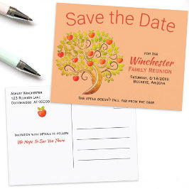 Fun Family Wiedersehen Save the Date Apple Tree Ankündigungspostkarte