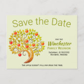 Fun Family Wiedersehen Save the Date Apple Tree Cu Ankündigungspostkarte (Vorderseite)