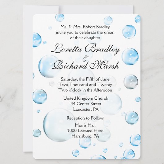 Fun Fantasy Bubbles Hochzeit Einladung (Vorderseite)