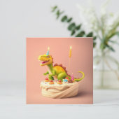 FUN FANTASY Dinosaur BIRTHDAY CAKE Karte (Stehend Vorderseite)