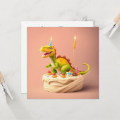 FUN FANTASY Dinosaur BIRTHDAY CAKE Karte (Vorderseite/Rückseite Beispiel)